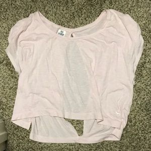 VS PINK cropped open back tee